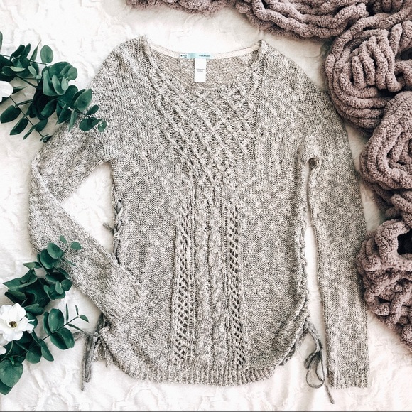 Maurices Sweaters - Marbled knit Sweater with Corset Sides Maurices Sweaters - Marbled knit Sweater with Corset Sides